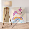 3 Единорог на радуге Коллекция Сute unicorn Животные Для детей Детские Для девочек 80х80 Раскраска картина по номерам на холсте