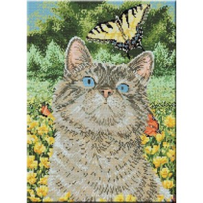Котенок с бабочкой Алмазная мозаика вышивка на подрамнике Molly