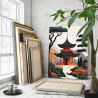 3 Китайский дом в горах Пейзаж Природа Страны Деревья 100х125 Раскраска картина по номерам на холсте