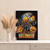 4 Скелет в маске тыквы на Хэллоуин Happy Halloween Праздник Раскраска картина по номерам на холсте