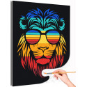 Лев в очках цветной Животные Хищники Раскраска картина по номерам на холсте