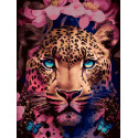 Цветочный леопард Раскраска картина по номерам на холсте Белоснежка