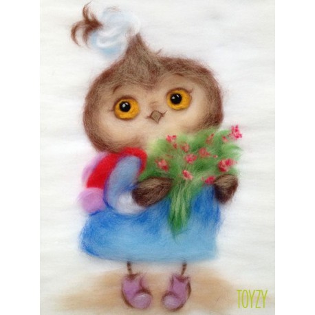 Сова ученица Картина из шерсти Toyzy
