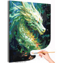 Яркий зеленый дракон Животные Символ года Новый год Фэнтези Раскраска картина по номерам на холсте