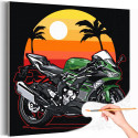 Мотоцикл на фоне заката Байк Пляж Для мужчин 40х40 Раскраска картина по номерам на холсте