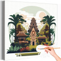 Храм на острове Бали Природа Пейзаж Страны Лето Тропики Раскраска картина по номерам на холсте