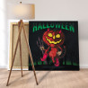 3 Тыква с рожками Хэллоуин Happy Halloween Праздник 100х100 Раскраска картина по номерам на холсте