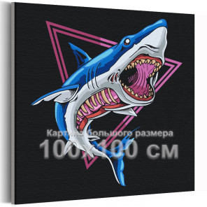 Старая акула Рыба Хэллоуин Happy Halloween Праздник 100х100 Раскраска картина по номерам на холсте
