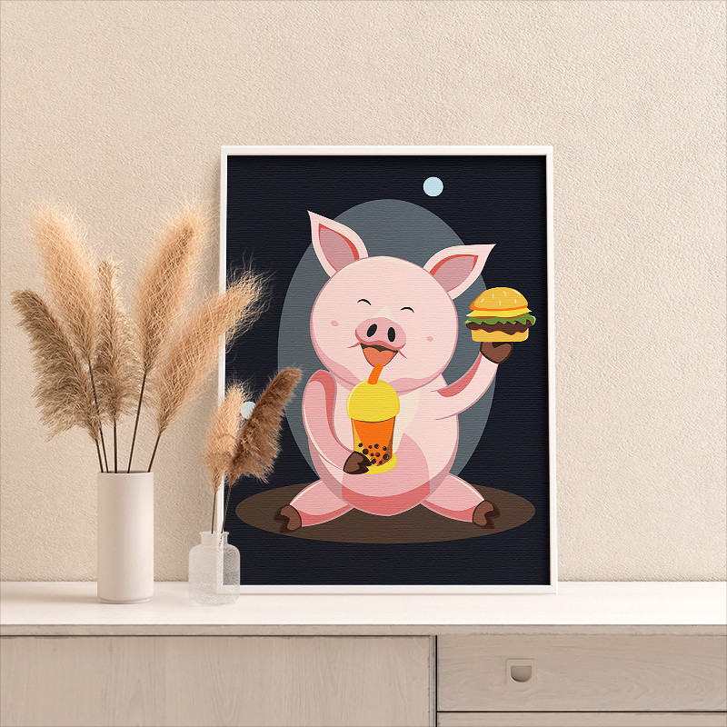 раскраска Меню быстрого питания с гамбургер и французский картофель