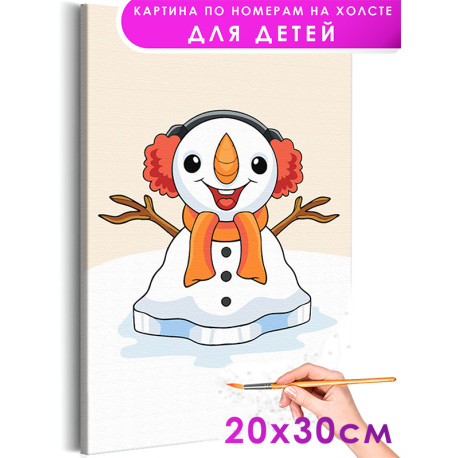 1 Снеговик в наушниках Зима Для детей Детская Для мальчиков Для девочек Маленькая Легкая Раскраска картина по номерам на холсте