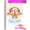 1 Снеговик в наушниках Зима Для детей Детская Для мальчиков Для девочек Маленькая Легкая Раскраска картина по номерам на холсте