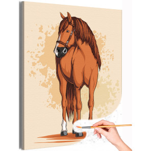 1 Коричневая лошадь Животные Конь Для детей Для девочек Для мальчика Раскраска картина по номерам на холсте