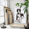3 Молодой питбуль Животные Собака Для детей Черно белая 80х100 Раскраска картина по номерам на холсте
