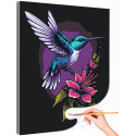 Маленькая колибри на цветке Птицы Природа Фиолетовая Раскраска картина по номерам на холсте