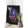 2 Маленькая колибри на цветке Птицы Природа Фиолетовая Раскраска картина по номерам на холсте