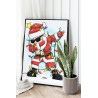 2 Дед мороз с гирляндой танцующий Новый год Рождество Санта-Клаус Танец Праздник 80х100 Раскраска картина по номерам на холсте