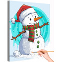 Новогодний снеговик Новый год Рождество Зима Для детей Для мальчика Для девочек Раскраска картина по номерам на холсте