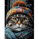 Зимний кот Алмазная вышивка мозаика на подрамнике Гранни