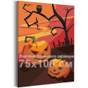 Тыквы на фоне красного неба Хэллоуин Halloween Для детей Для мальчика Для девочек 75х100 Раскраска картина по номерам на холсте