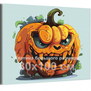 Тыква монстр с глазами Хэллоуин Halloween Мультики Для детей 80х100 Раскраска картина по номерам на холсте