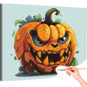 Тыква монстр с глазами Хэллоуин Halloween Мультики Для детей Раскраска картина по номерам на холсте