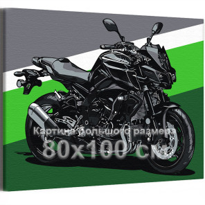 Стильный мотоцикл на зеленом фоне Байк Спорт Для мужчин 80х100 Раскраска картина по номерам на холсте