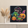 3 Веселые монстры на хэллоуин Мультики Детская Для детей Halloween Яркая Простая 40х40 Раскраска картина по номерам на холсте