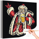 Санта-Клаус с пивом Дед Мороз Новый год Рождество Праздник Раскраска картина по номерам на холсте