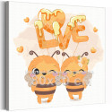 Влюбленные пчелы Коллекция Cute love Любовь Романтика Пара Для детей Детские Для девочек Для мальчиков 80х80 Раскраска картина по номерам на холсте