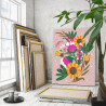 4 Летний букет на розовом фоне Цветы Натюрморты Интерьерная Легкая 80х100 Раскраска картина по номерам на холсте
