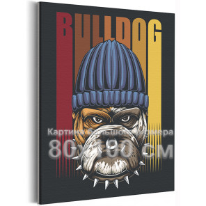 Сторожевой бульдог в шапке Собаки Животные 80x100 Раскраска картина по номерам на холсте