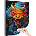 Яркий китайский дракон в небе Животные Символ года Новый год Китай Рождество Раскраска картина по номерам на холсте