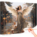 Девушка ангел и осенние листья Люди Женщина Природа Осень Раскраска картина по номерам на холсте
