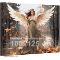 Девушка ангел и осенние листья Люди Женщина Природа Осень 100х125 Раскраска картина по номерам на холсте