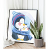 2 Мама пингвин с малышом в шарфе Коллекция Cute animals Зима Животные Птицы Для детей Детские Для девочек Для мальчиков 80х80 Ра