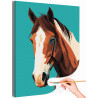 1 Коричневая лошадь с белым Животные Конь Простая Минимализм Раскраска картина по номерам на холсте