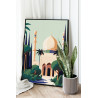 2 Мечеть в ярком солнце Пейзаж Страны Минимализм Интерьерная Легкая 75х100 Раскраска картина по номерам на холсте