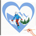 Сноубордист в горах Люди Спорт Девушка Зима Раскраска картина по номерам на холсте