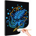 Синий Кракен с гарпуном Животные Мифология Осьминог Раскраска картина по номерам на холсте