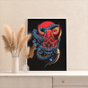 4 Монстр со змеей Япония Стильная Яркая Хэллоуин Раскраска картина по номерам на холсте