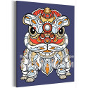 Китайский дракон с узорами Животные Символ года Новый год Яркая Интерьерная Коллекция дудлинг 80х100 Раскраска картина по номерам на холсте