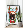 2 Мопс с гирляндой Животные Собака Новый год Рождество Для детей Для мальчика Для девочек 80х100 Раскраска картина по номерам на