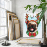 3 Мопс с гирляндой Животные Собака Новый год Рождество Для детей Для мальчика Для девочек 80х100 Раскраска картина по номерам на