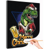 1 Динозавр в костюме Санта-Клауса Новый год Рождество Раскраска картина по номерам на холсте