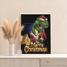 4 Динозавр в костюме Санта-Клауса Новый год Рождество Раскраска картина по номерам на холсте