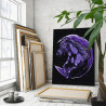 3 Фиолетовая лошадь и луна Животные Конь Ночь Яркая Стильная Интерьерная 100х125 Раскраска картина по номерам на холсте