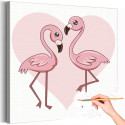 Пара влюбленных розовых фламинго Птицы Любовь Романтика Для девочек Простая Раскраска картина по номерам на холсте