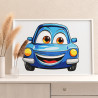 2 Синяя машина с глазами Автомобиль Мультики Транспорт Для детей Детская Для мальчика Маленькая Легкая Раскраска картина по номе
