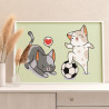 2 Котики влюблены в футбол Животные Коты Кошки Котята Для детей Детская Для мальчика Для девочек Маленькая Легкая Раскраска карт