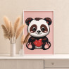 2 Панда с красным сердцем Животные Для детей Детская Для мальчика Для девочки Маленькая Легкая Раскраска картина по номерам на х
